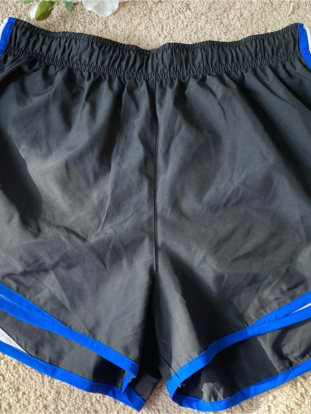 Nike Black Women's Athletic Shorts with Blue Trim